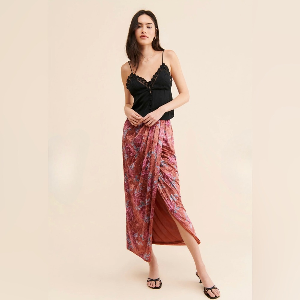 Free People Poets Velvet Sarong Skirt, Small